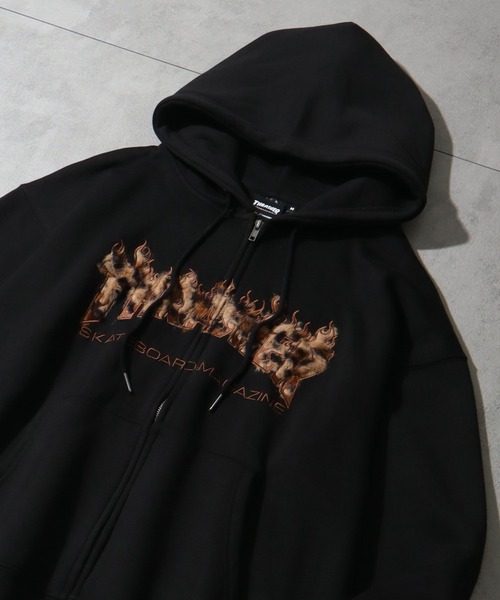 THRASHER(スラッシャー)の「【THRASHER/スラッシャー】裏起毛 ロゴデザイン ジップアップパーカー(パーカー・メンズ・グレー系その他/グレー/ブラック系2/ブラック系1/ピンク/カーキ/ブラック系3・XL/L/M/FREE)」の9枚目の写真