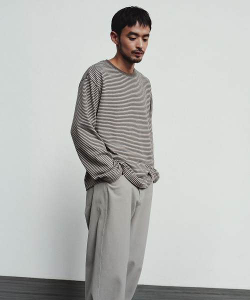 BLANKROOM(ブランクルーム)の「ペンシルストライプロングスリーブT_MOCHA BEIGE(Tシャツ/カットソー・メンズ・その他・1/2)」の3枚目の写真