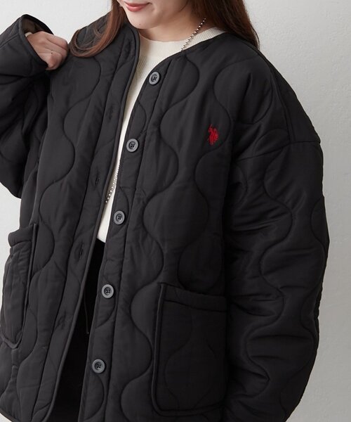 Remind me and forever（リマインドミーアンドフォーエバー）の「【US. POLO ASSN.】配色キルティングブルゾン（ブルゾン・レディース・アイボリー/ブラック/グリーン・MEDIUM/LARGE）」の2枚目の写真