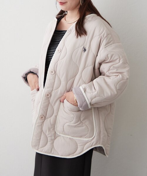 Remind me and forever（リマインドミーアンドフォーエバー）の「【US. POLO ASSN.】配色キルティングブルゾン（ブルゾン・レディース・アイボリー/ブラック/グリーン・MEDIUM/LARGE）」の7枚目の写真