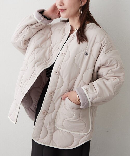 Remind me and forever（リマインドミーアンドフォーエバー）の「【US. POLO ASSN.】配色キルティングブルゾン（ブルゾン・レディース・アイボリー/ブラック/グリーン・MEDIUM/LARGE）」の8枚目の写真