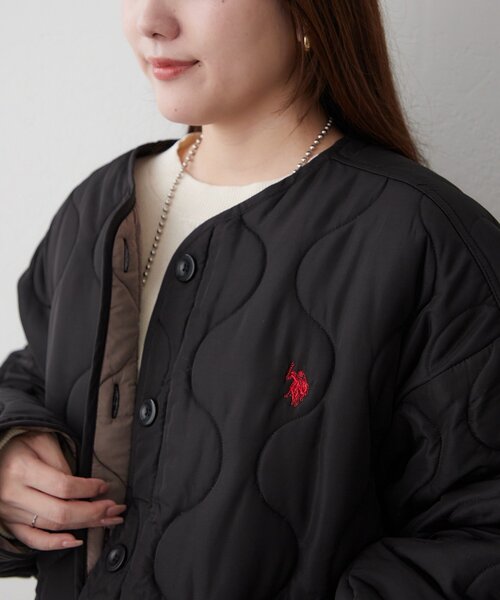 Remind me and forever（リマインドミーアンドフォーエバー）の「【US. POLO ASSN.】配色キルティングブルゾン（ブルゾン・レディース・アイボリー/ブラック/グリーン・MEDIUM/LARGE）」の18枚目の写真