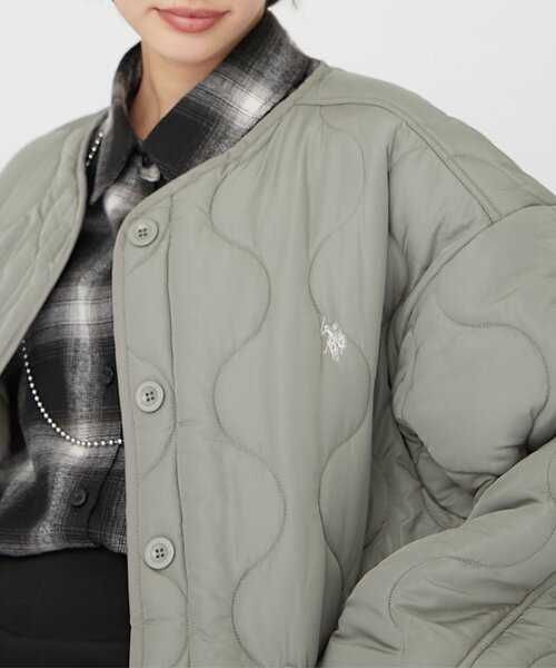 Remind me and forever（リマインドミーアンドフォーエバー）の「【US. POLO ASSN.】配色キルティングブルゾン（ブルゾン・レディース・アイボリー/ブラック/グリーン・MEDIUM/LARGE）」の14枚目の写真