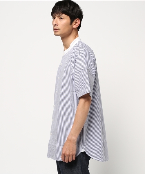 GLOBAL WORK(グローバルワーク)の「バンドカラーシャツ半袖/717335(シャツ/ブラウス・メンズ・ブルー/ホワイト・SMALL/LARGE/X-LARGE/MEDIUM)」の4枚目の写真
