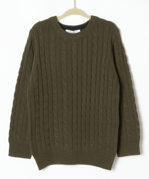 GLOBAL WORK（グローバルワーク）の「【キッズ】アラエルケーブルニットプルオーバー長袖/727332 （Tシャツ/カットソー・キッズ・ホワイト/ブラック/カーキ/ネイビー/グレー/ブルー・X-LARGE/SMALL/LARGE/MEDIUM）」の4枚目の写真