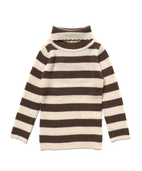 RUGGEDWORKS(ラゲッドワークス)の「ボーダータートルネックニット(ニット/セーター・キッズ・グレー/ダークブラウン/レッド/キナリ/マスタード/カーキ・130cm/80cm/90㎝/100cm/110cm/140cm/120cm)」の4枚目の写真