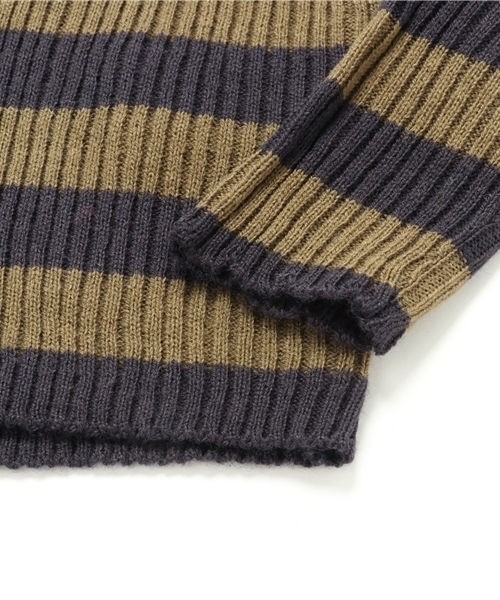 RUGGEDWORKS(ラゲッドワークス)の「ボーダータートルネックニット(ニット/セーター・キッズ・グレー/ダークブラウン/レッド/キナリ/マスタード/カーキ・130cm/80cm/90㎝/100cm/110cm/140cm/120cm)」の7枚目の写真