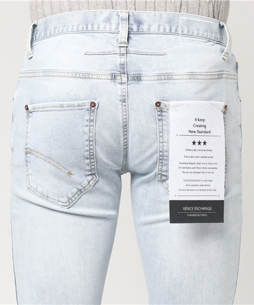 VENCEEXCHANGE(ヴァンスエクスチェンジ)の「ダーツ入りダメージデニムスキニー (デニムパンツ・メンズ・ブルー/ライトブルー・SMALL/MEDIUM/LARGE)」の7枚目の写真