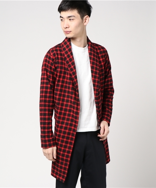 VENCEEXCHANGE（ヴァンスエクスチェンジ）の「チェックショールガウン             （その他アウター・メンズ・レッド/ブルー・LARGE/MEDIUM）」の11枚目の写真