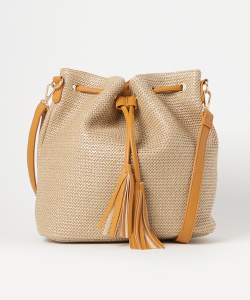 PLAIN CLOTHING（プレーンクロージング）の「2WAY巾着ショルダーバッグ【PLAIN CLOTHING】（ショルダーバッグ・レディース・イエロー系その他/ベージュ系その他/ホワイト系その他/ブラック×ブラック・FREE）」の9枚目の写真