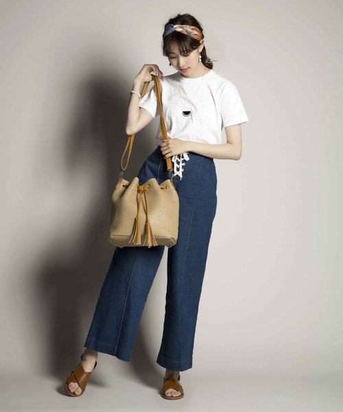 PLAIN CLOTHING（プレーンクロージング）の「2WAY巾着ショルダーバッグ【PLAIN CLOTHING】（ショルダーバッグ・レディース・イエロー系その他/ベージュ系その他/ホワイト系その他/ブラック×ブラック・FREE）」の22枚目の写真