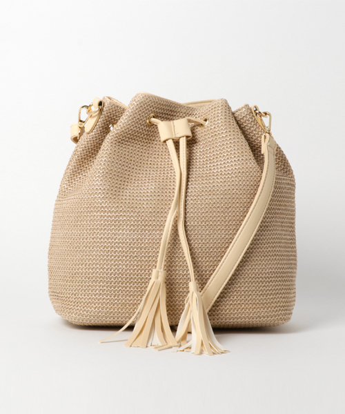 PLAIN CLOTHING（プレーンクロージング）の「2WAY巾着ショルダーバッグ【PLAIN CLOTHING】（ショルダーバッグ・レディース・イエロー系その他/ベージュ系その他/ホワイト系その他/ブラック×ブラック・FREE）」の10枚目の写真