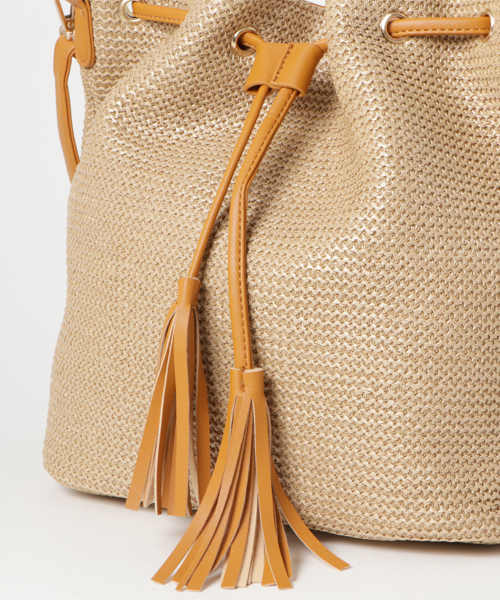 PLAIN CLOTHING（プレーンクロージング）の「2WAY巾着ショルダーバッグ【PLAIN CLOTHING】（ショルダーバッグ・レディース・イエロー系その他/ベージュ系その他/ホワイト系その他/ブラック×ブラック・FREE）」の14枚目の写真