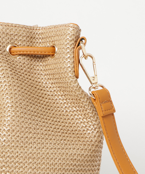 PLAIN CLOTHING（プレーンクロージング）の「2WAY巾着ショルダーバッグ【PLAIN CLOTHING】（ショルダーバッグ・レディース・イエロー系その他/ベージュ系その他/ホワイト系その他/ブラック×ブラック・FREE）」の15枚目の写真