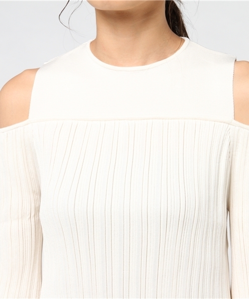 STUDIOUS(ステュディオス)の「ランダムプリーツニットプルオーバー(ニット/セーター・レディース・ブラック/オフホワイト・1)」の8枚目の写真