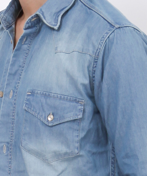 BEAUTY&YOUTH UNITED ARROWS（ビューティーアンドユースユナイテッドアローズ）の「by ∴ デニム/ウエスタンシャツ 7SL◆（シャツ/ブラウス・メンズ・ライトブルー/コバルトブルー・SMALL/MEDIUM/LARGE/X-LARGE）」の8枚目の写真