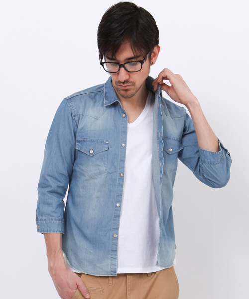 BEAUTY&YOUTH UNITED ARROWS（ビューティーアンドユースユナイテッドアローズ）の「by ∴ デニム/ウエスタンシャツ 7SL◆（シャツ/ブラウス・メンズ・ライトブルー/コバルトブルー・SMALL/MEDIUM/LARGE/X-LARGE）」の20枚目の写真