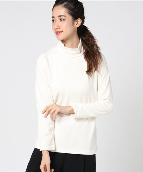 Honeys（ハニーズ）の「裏シャギーハイネック（Tシャツ/カットソー・レディース・チャコール/ブルー系その他/ピンク系その他/ブラック/ピンク/アイボリー/ベージュ系その他・L/LL/M）」の2枚目の写真
