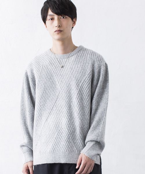 WEGO（ウィゴー）の「WEGO/ウールタッチサイドスリットニット（ニット/セーター・メンズ・杢グレー/ブラック/ネイビー/ホワイト・LARGE/MEDIUM/SMALL）」の3枚目の写真