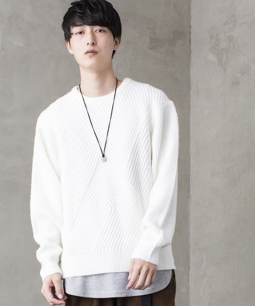 WEGO（ウィゴー）の「WEGO/ウールタッチサイドスリットニット（ニット/セーター・メンズ・杢グレー/ブラック/ネイビー/ホワイト・LARGE/MEDIUM/SMALL）」の2枚目の写真