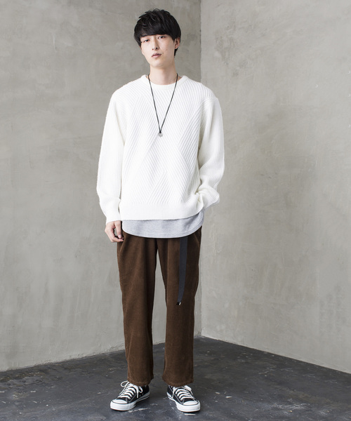 WEGO（ウィゴー）の「WEGO/ウールタッチサイドスリットニット（ニット/セーター・メンズ・杢グレー/ブラック/ネイビー/ホワイト・LARGE/MEDIUM/SMALL）」の12枚目の写真