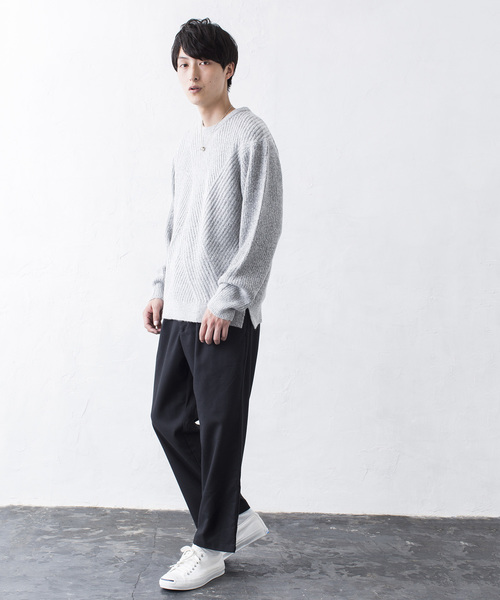 WEGO（ウィゴー）の「WEGO/ウールタッチサイドスリットニット（ニット/セーター・メンズ・杢グレー/ブラック/ネイビー/ホワイト・LARGE/MEDIUM/SMALL）」の14枚目の写真
