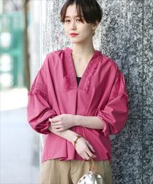 ADAM ET ROPE' | タイプライターレースギャザーブラウス(シャツ/ブラウス)