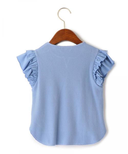 green label relaxing（グリーンレーベルリラクシング）の「【キッズ】ライトワッフル フリルプルオーバー ◆（Tシャツ/カットソー・キッズ・ネイビー/ライトブルー・105/135/125/115/95）」の10枚目の写真