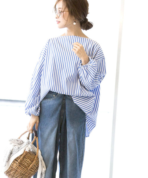 coca(coca)(コカ)の「後ろレースアップストライプブラウス(シャツ/ブラウス・レディース・ストライプ・ONE SIZE)」の7枚目の写真