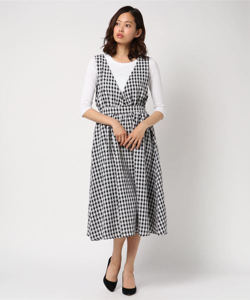 A G Plus エージープラス の ギンガムチェック後ろリボンジャンスカ ワンピース Wear