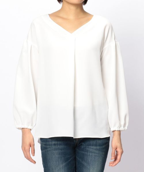 NARACAMICIE（ナラカミーチェ）の「ボリュームスリーブベルト付ブラウス（シャツ/ブラウス・レディース・ホワイト/ネイビー/ピンク・MEDIUM）」の7枚目の写真