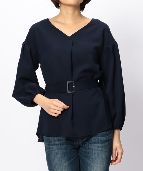 NARACAMICIE（ナラカミーチェ）の「ボリュームスリーブベルト付ブラウス（シャツ/ブラウス・レディース・ホワイト/ネイビー/ピンク・MEDIUM）」の21枚目の写真