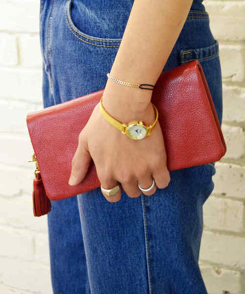 BIRTHDAY BAR（バースデイバー）の「本革 タッセル付き 長財布（財布・レディース・ブラック/ベージュ/ネイビー/レッド/キャメル/ゴールド/シルバー/グレー/ピンク/ブルー/モカ/イエロー/ブルー系その他7/スモークピンク/サックスブルー/レモンイエロー/ベージュ系/グリーン/ラベンダー・フリー）」の18枚目の写真