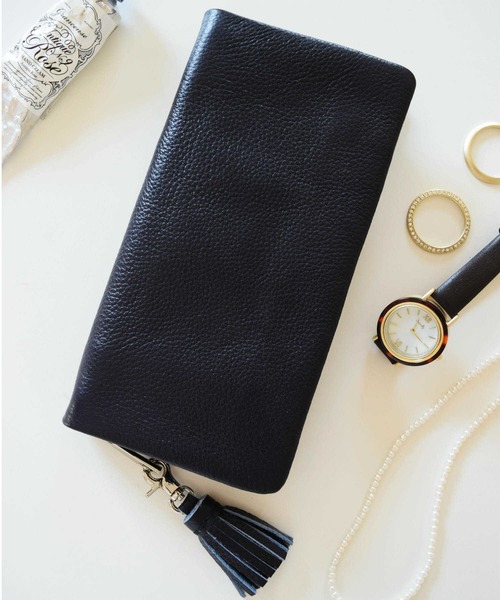 BIRTHDAY BAR（バースデイバー）の「本革 タッセル付き 長財布（財布・レディース・ブラック/ベージュ/ネイビー/レッド/キャメル/ゴールド/シルバー/グレー/ピンク/ブルー/モカ/イエロー/ブルー系その他7/スモークピンク/サックスブルー/レモンイエロー/ベージュ系/グリーン/ラベンダー・フリー）」の11枚目の写真