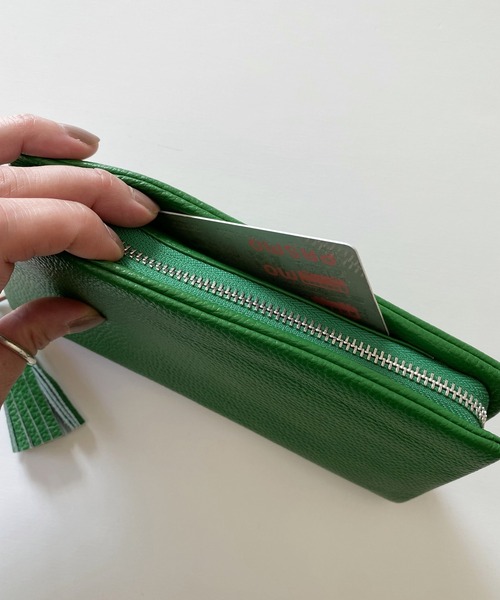 【HEDGE ヘッジ】ネイビー レザー 長財布 タッセル付き HEDGE ヘッジ】ネイビー レザー 長財布 タッセル付き（ウェイズ