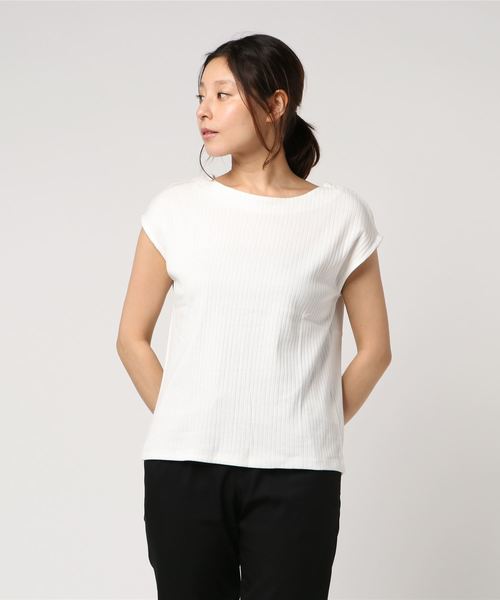 AMERICAN HOLIC(アメリカンホリック)の「・針抜きリブ ボックスプルオーバー(Tシャツ/カットソー・レディース・モカ/イエロー/レッド/ブルー/オフホワイト/チャコールグレー・L/M)」の7枚目の写真