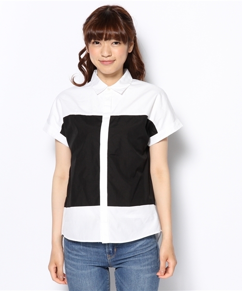 BEAUTY&YOUTH UNITED ARROWS(ビューティーアンドユースユナイテッドアローズ)の「BYBC カラーブロックショートスリーブシャツ ◆(シャツ/ブラウス・レディース・ホワイト/ライム・フリー)」の3枚目の写真