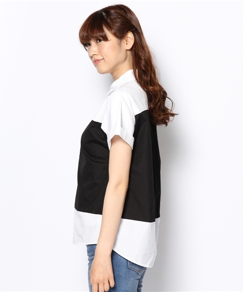 BEAUTY&YOUTH UNITED ARROWS(ビューティーアンドユースユナイテッドアローズ)の「BYBC カラーブロックショートスリーブシャツ ◆(シャツ/ブラウス・レディース・ホワイト/ライム・フリー)」の4枚目の写真