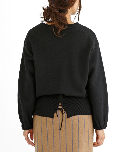 Munich（ミューニック）の「ブークレー×ウールジャージーラウンドネックプルオーバー（ニット/セーター・レディース・ブラック/グレー/ライトベージュ・FREE）」の6枚目の写真