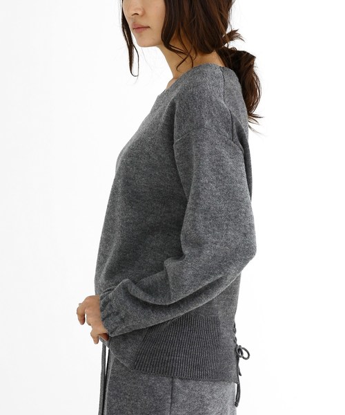 Munich（ミューニック）の「ブークレー×ウールジャージーラウンドネックプルオーバー（ニット/セーター・レディース・ブラック/グレー/ライトベージュ・FREE）」の10枚目の写真