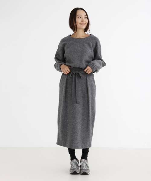 Munich（ミューニック）の「ブークレー×ウールジャージーラウンドネックプルオーバー（ニット/セーター・レディース・ブラック/グレー/ライトベージュ・FREE）」の14枚目の写真