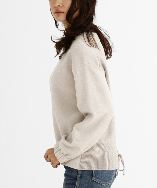 Munich（ミューニック）の「ブークレー×ウールジャージーラウンドネックプルオーバー（ニット/セーター・レディース・ブラック/グレー/ライトベージュ・FREE）」の16枚目の写真