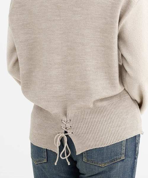 Munich（ミューニック）の「ブークレー×ウールジャージーラウンドネックプルオーバー（ニット/セーター・レディース・ブラック/グレー/ライトベージュ・FREE）」の19枚目の写真