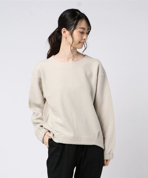 Munich（ミューニック）の「ブークレー×ウールジャージーラウンドネックプルオーバー（ニット/セーター・レディース・ブラック/グレー/ライトベージュ・FREE）」の20枚目の写真