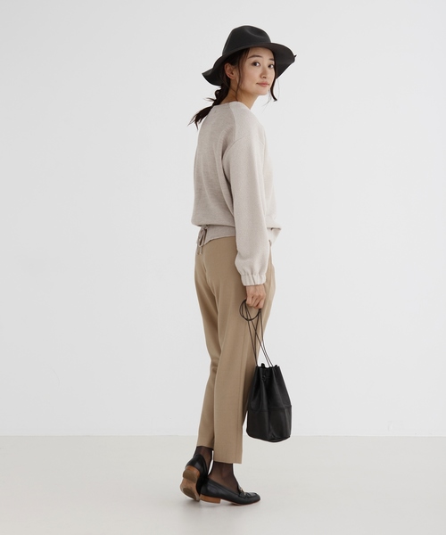 Munich（ミューニック）の「ブークレー×ウールジャージーラウンドネックプルオーバー（ニット/セーター・レディース・ブラック/グレー/ライトベージュ・FREE）」の21枚目の写真