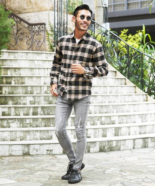 【セール】ストレッチスキニーパンツ デニム & クラッシュ ダメージデニム ジーンズ（デニムパンツ）｜JIGGYS SHOP（ジギーズショップ）