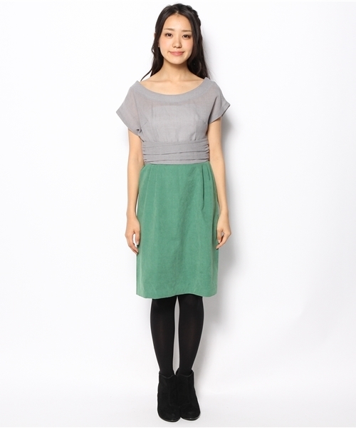 Kastane（カスタネ）の「ウールガーゼ切替ワンピース（ワンピース・レディース・ネイビー/グレー・FREE）」の3枚目の写真