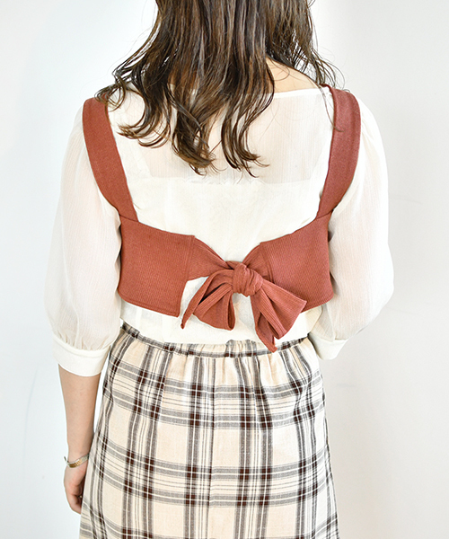 PairPair（ペアペア）の「バックリボンビスチェ（ベスト・レディース・ベージュ/ライトブラウン/モカ・FREE）」の5枚目の写真