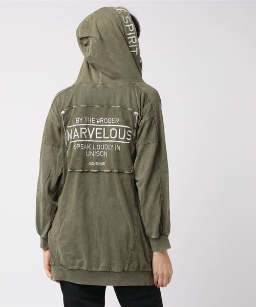 GGD（ジージーディー）の「Roger&Raw/ピグメントパーカーZIP C/D（パーカー・レディース・ホワイト/ライトグレー/ブラック/カーキ・M）」の7枚目の写真