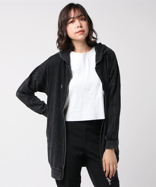 GGD（ジージーディー）の「Roger&Raw/ピグメントパーカーZIP C/D（パーカー・レディース・ホワイト/ライトグレー/ブラック/カーキ・M）」の11枚目の写真